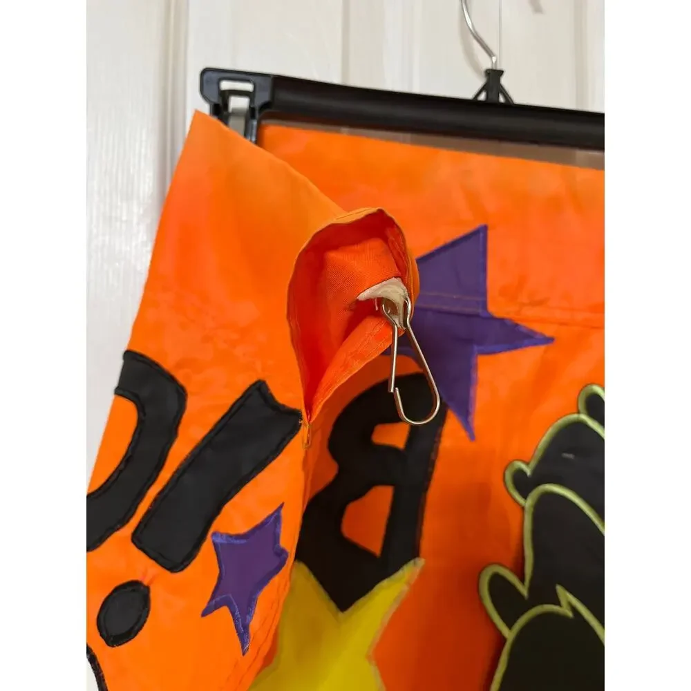 Boo Buds Halloween Ghost and Spider Boo! Deluxe Applique Flag Evergreen